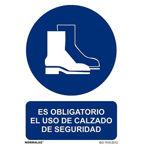 Señal Obligatorio El Uso De Calzado De Seguridad PVC 30x40 c  Azul