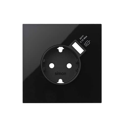 Tapa para base enchufe y cargador usb Simon 100  Negro