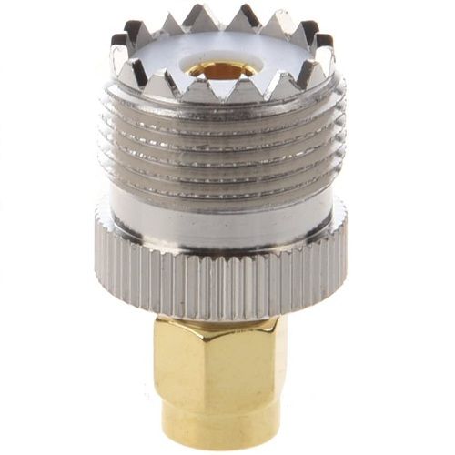 Adaptador tipo UHF SO-239 hembra - SMA macho  Gris