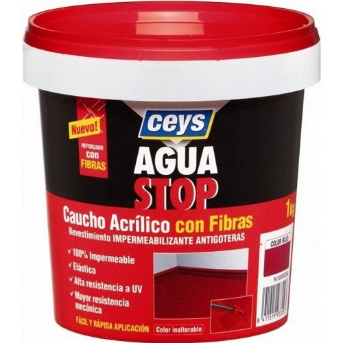 Impermeabilizante aguastop caucho acrilico con fibras 1 kg  Rojo