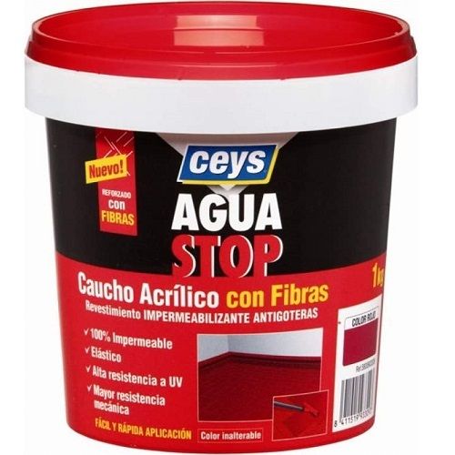 Impermeabilizante aguastop caucho acrilico con fibras 1 kg  Blanco