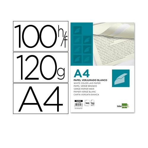 Papel verjurado Liderpapel A4 120g m2  Blanco