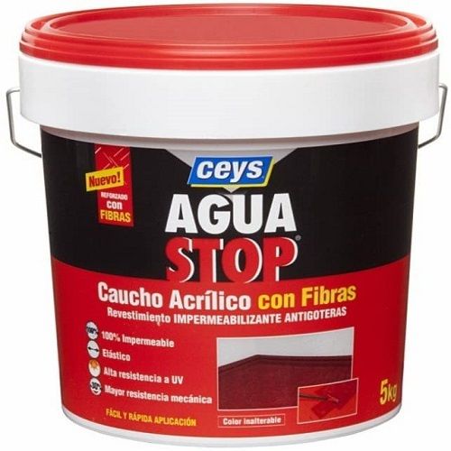 Impermeabilizante aguastop caucho acrilico con fibras 5 kg  Blanco