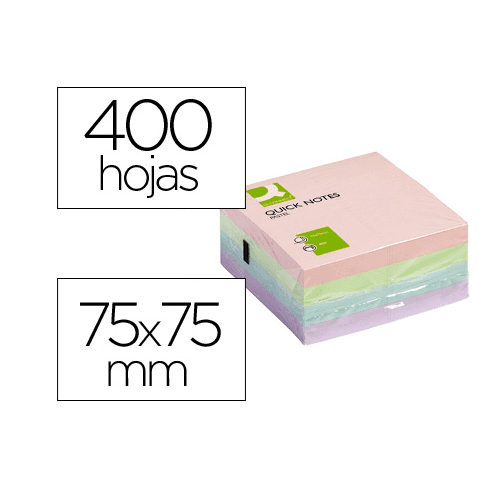 Bloc de notas adhesivas quita y pon Q-connect 75x75 mm  Multicolor