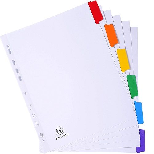 Separadores para archivadores Exacompta 6 posiciones A4+ Multicolor