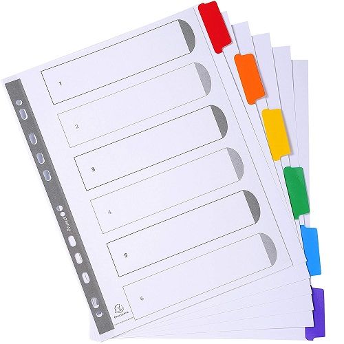 Separadores para archivadores Exacompta 6 posiciones A4+ Multicolor