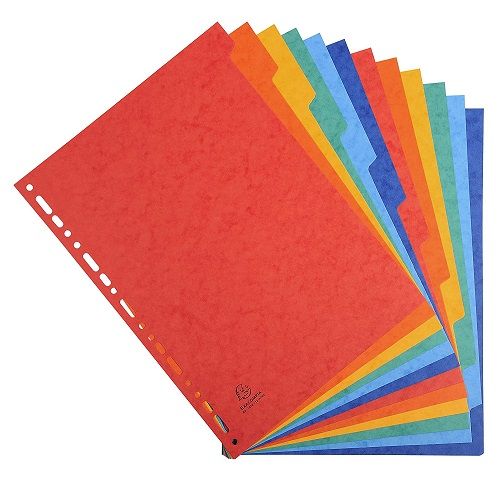 Separadores para archivadores Exacompta 12 posiciones  Multicolor