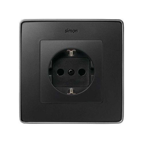 Tapa para base enchufe Schuko Simon 82  Negro