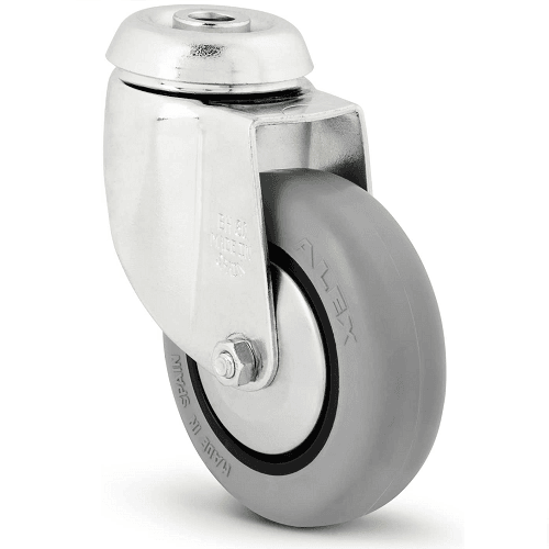 Rueda pivotante industrial goma sin freno 80 mm