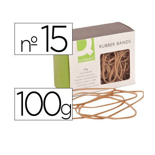 Gomillas elasticas N 15 Q-connect 100 gr 150 x 2 mm
