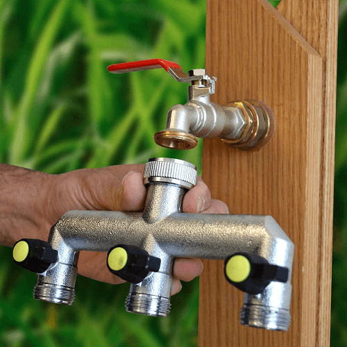 Grifo triple salida para jardin cromado