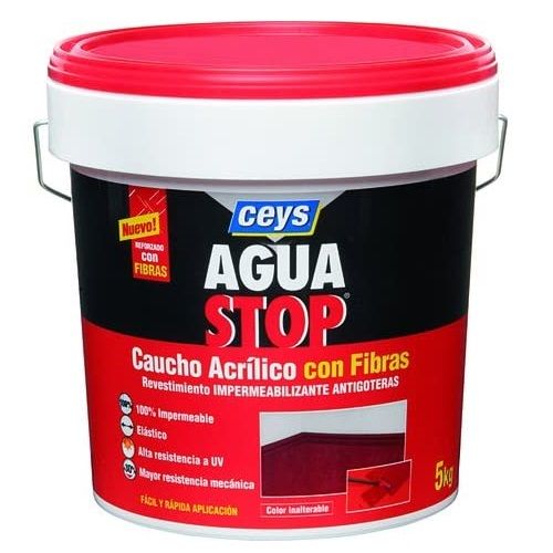 Impermeabilizante aguastop caucho acrilico con fibras 5 kg  Negro