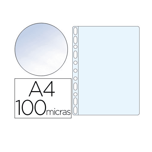 Funda multitaladro 100 mc cristal (100 uds) A4 Transparente