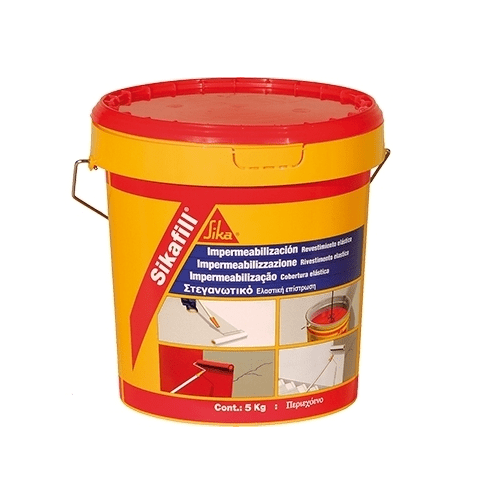Sikafill-200 Pintura elastica fibras impermeabilizacion 5kg Rojo teja
