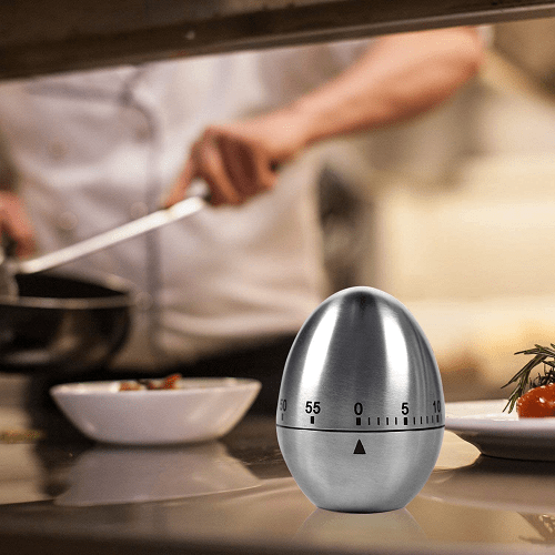Temporizador de cocina manual forma huevo inox  Gris