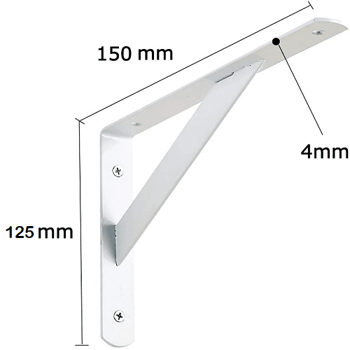 Escuadra reforzada para estanteria Metalica 125x150 mm Blanco