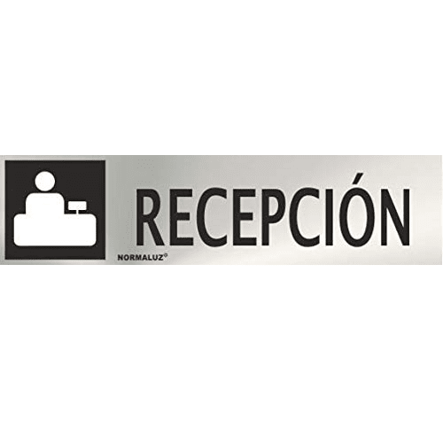 Señal adhesiva Recepcion Acero inoxidable 5x20 cm  Gris