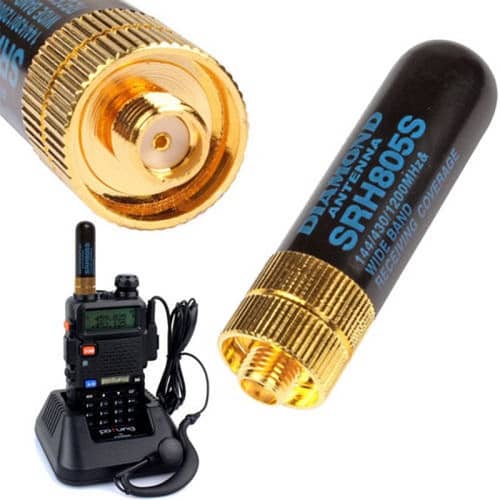 Antena de doble banda para Kenwood Baofeng Walkie Talkie  Negro