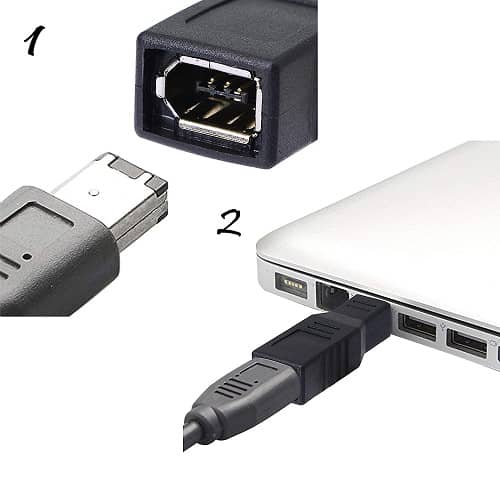 Adaptador FireWire hembra pin a 800 macho 9 pin Negro