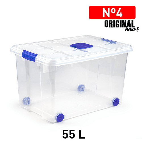 Caja de almacenamiento N4 con ruedas 55 Litros Transparente
