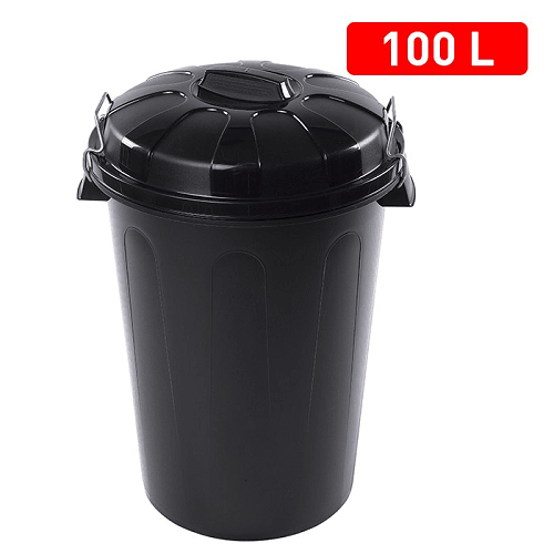 Cubo basura plastico comunidad con tapa 100 Litros Negro