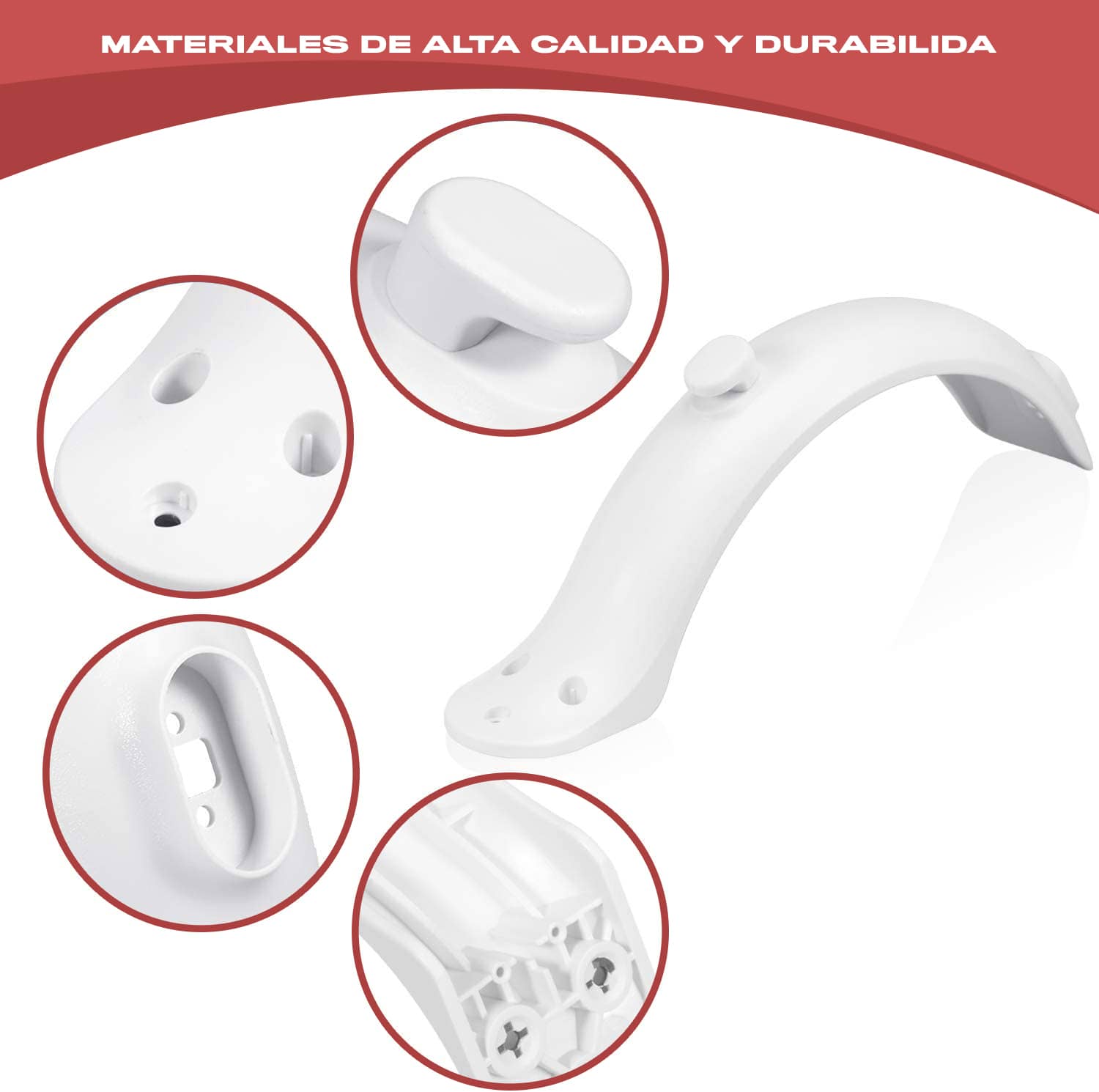 Guardabarros trasero compatible con Xiaomi con soporte  Blanco
