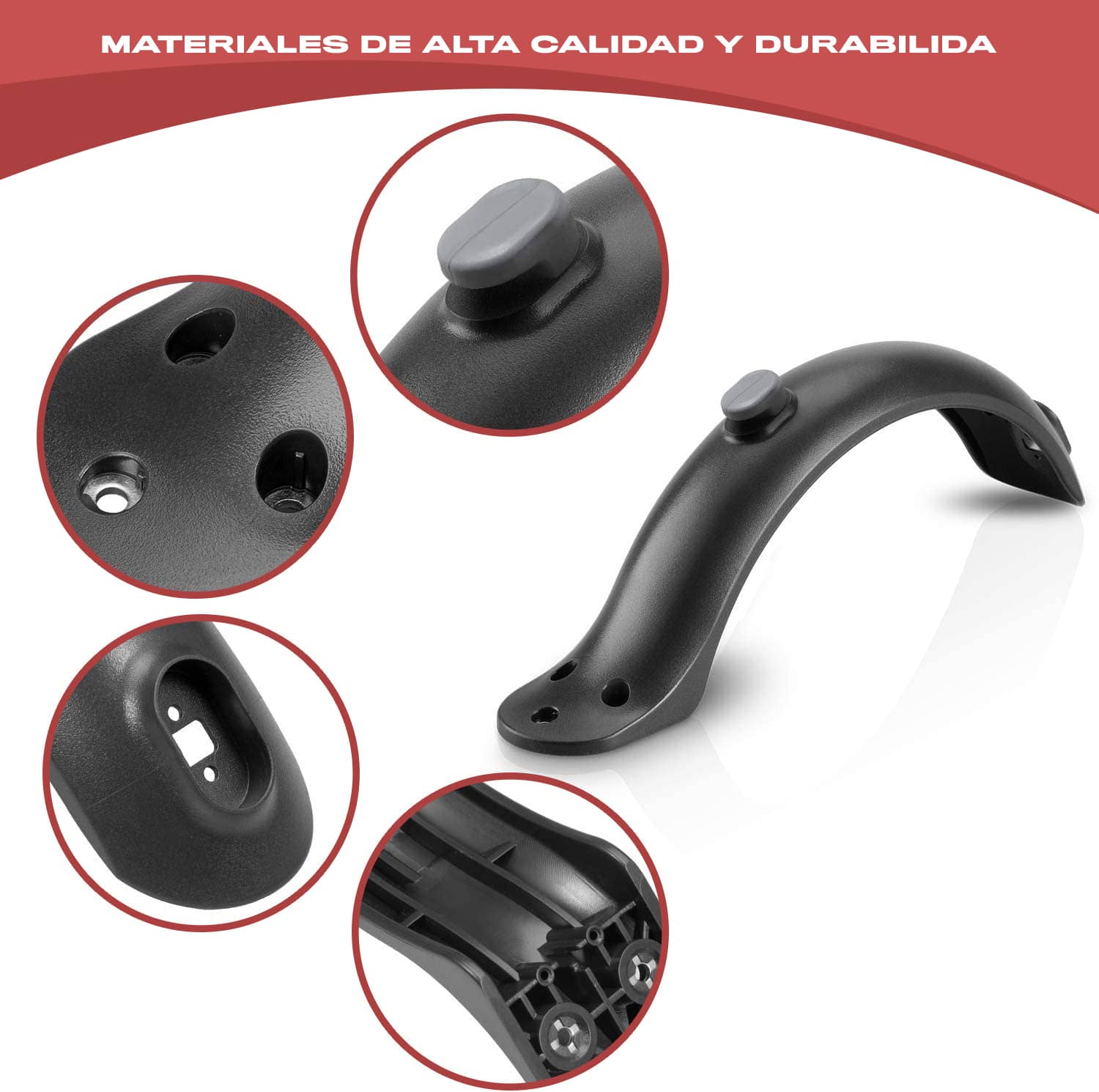 Guardabarros trasero compatible con Xiaomi con soporte  Negro