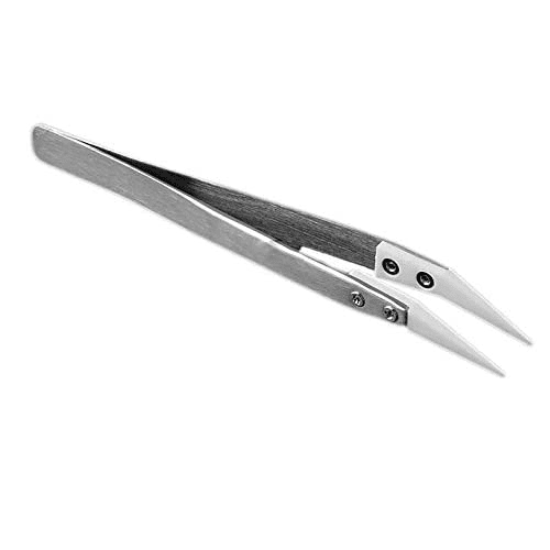 Pinzas acero inox punta ceramica curva resistente al calor v  Gris