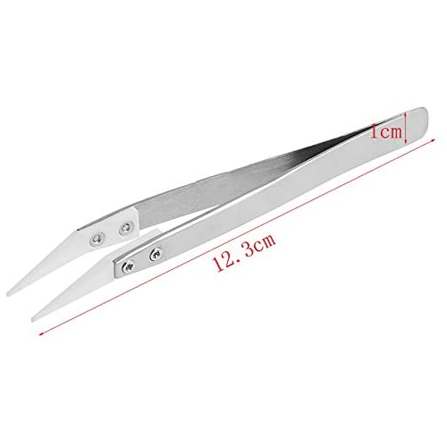Pinzas acero inox punta ceramica curva resistente al calor v  Gris