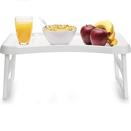 Bandeja con patas mesa plegable 51 x 33 cm Blanco