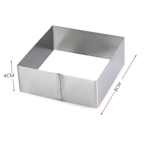 Molde para reposteria cuadrado inox 8 cm Gris