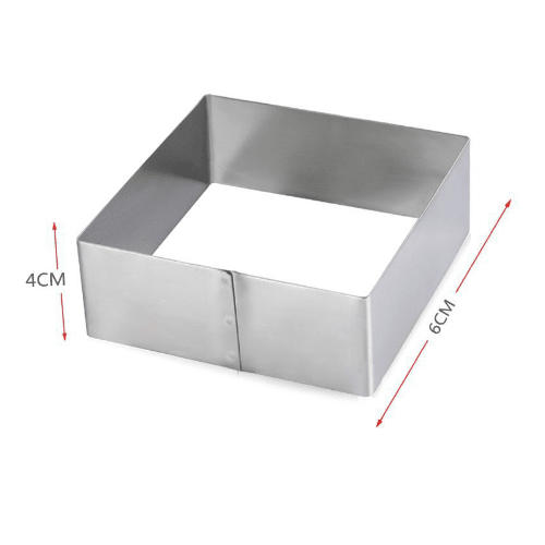 Molde para reposteria cuadrado inox 6 cm Gris