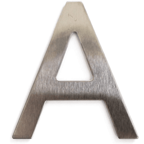 Letra A adhesivo en acero inoxidable 7.5 cm  Gris