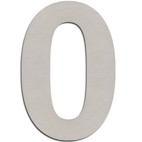 Numero 0 adhesivo en acero inoxidable 7.5 cm  Gris