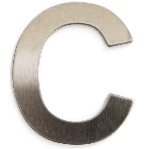 Letra C adhesivo en acero inoxidable 7.5 cm  Gris