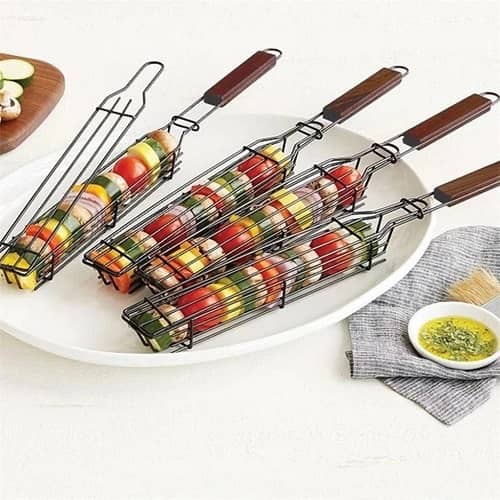 Parrilla cesta para pinchos barbacoa inox
