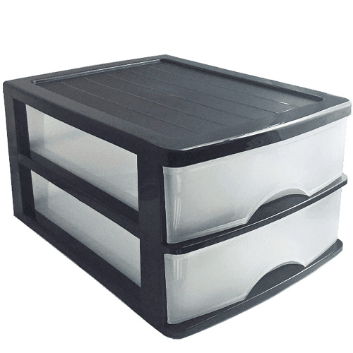 Torre de almacenamiento con 2 cajones sobremesa Negro