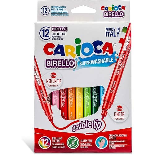 Caja 12 rotuladores de Colores superlavables doble punta  Multicolor