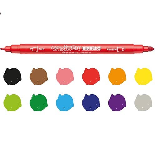Caja 12 rotuladores de Colores superlavables doble punta  Multicolor
