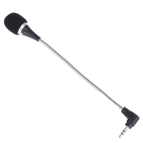 Microfono flexible mini 3.5mm para ordenador 20 cm Negro