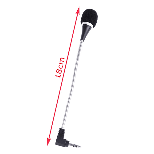 Microfono flexible mini 3.5mm para ordenador 20 cm Negro