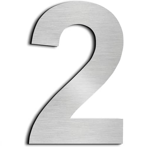 Numero 2 adhesivo en acero inoxidable 7.5 cm  Gris