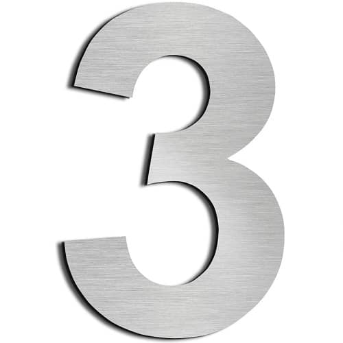 Numero 3 adhesivo en acero inoxidable 7.5 cm  Gris