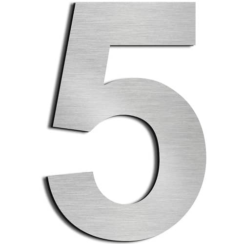 Numero 5 adhesivo en acero inoxidable 7.5 cm  Gris