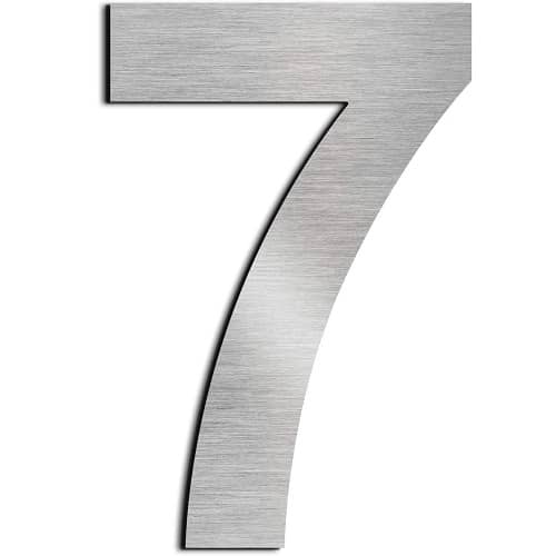 Numero 7 adhesivo en acero inoxidable 7.5 cm  Gris
