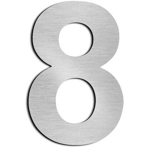 Numero 8 adhesivo en acero inoxidable 7.5 cm  Gris