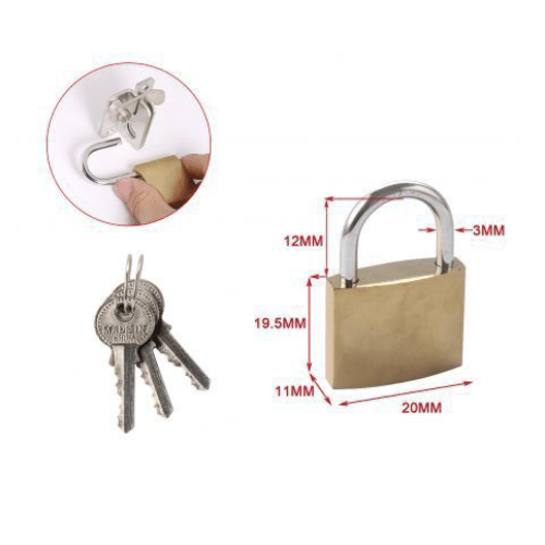 Candado de laton macizo con llave 20 mm Dorado