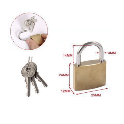 Candado de laton macizo con llave 25 mm Dorado