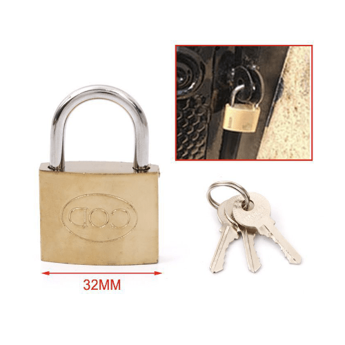 CABLEPELADO Candado de laton macizo con llave 20 mm Dorado