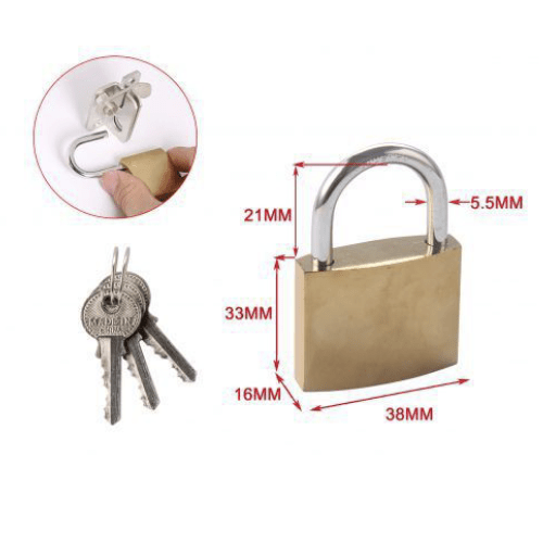Candado de laton macizo con llave 37 mm Dorado